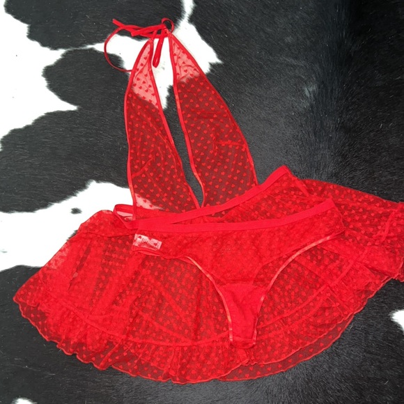 Escanté Collection Red Heart Mesh Teddy Set - Picture 3 of 5